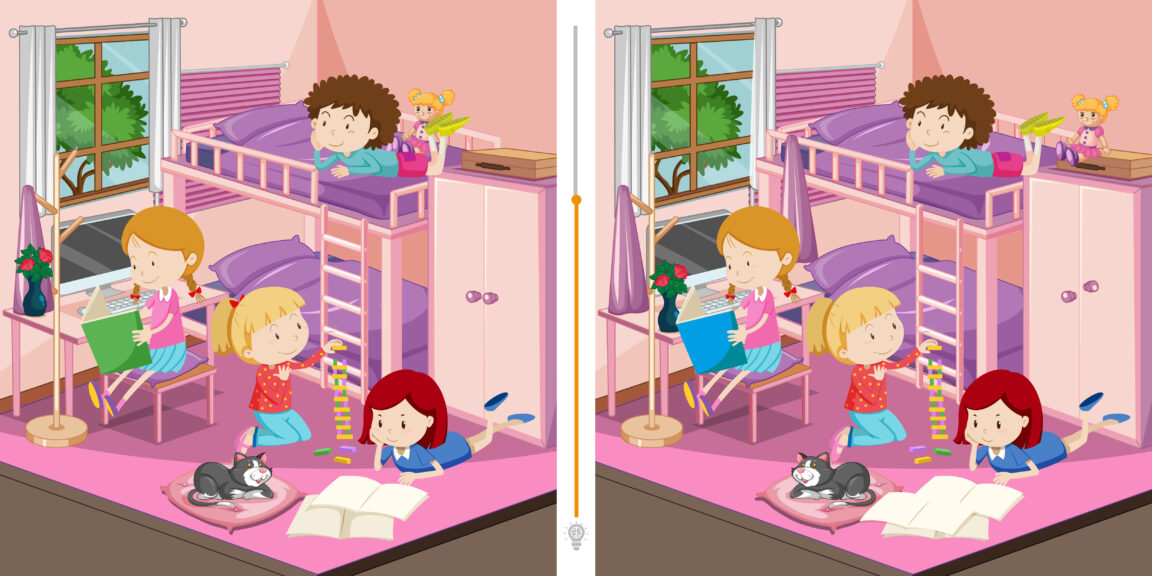 Desafio visual: encontre todas as 12 diferenças neste quarto infantil em menos de 35 segundos!
