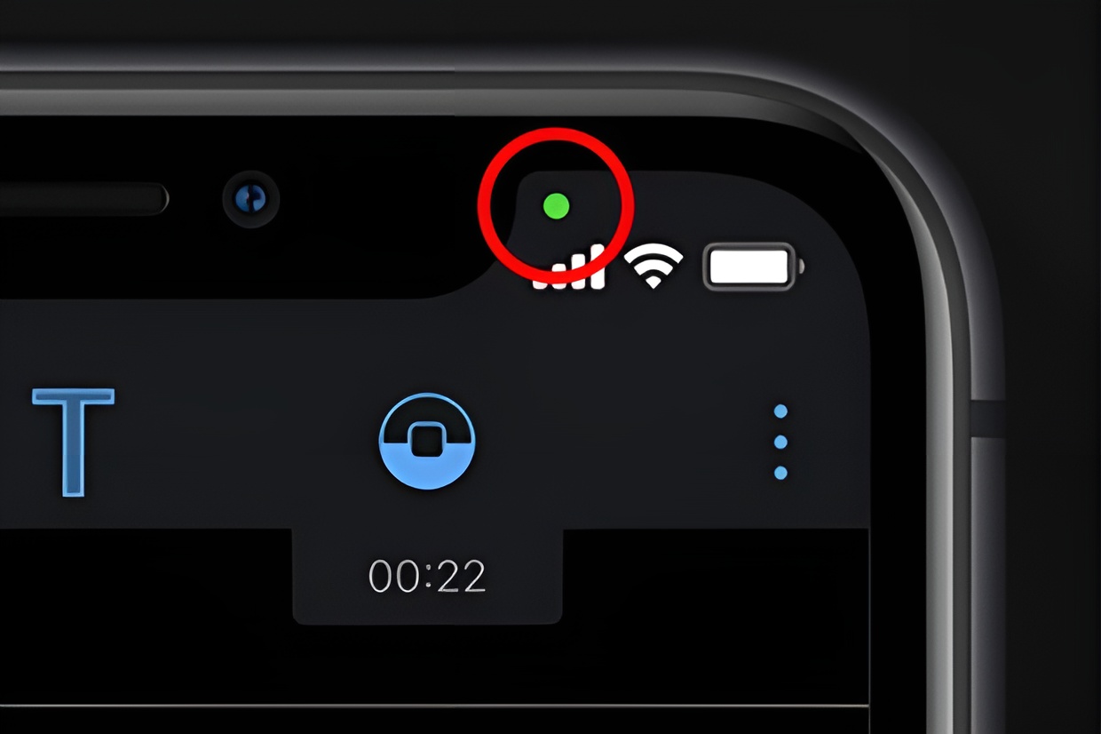 O que realmente significa o ponto laranja (ou verde) na parte superior da tela do iPhone?
