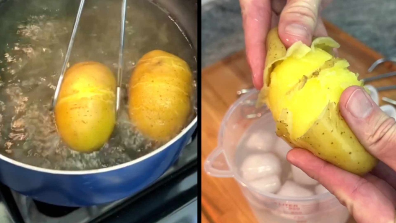 O truque que está se tornando popular para tirar a casca de batatas cozidas em apenas alguns segundos