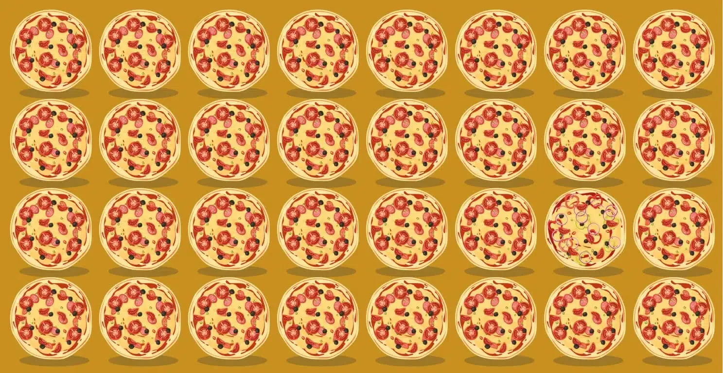 Você consegue encontrar a pizza diferente em menos de 10 segundos?