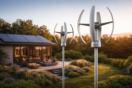 Turbinas eólicas residenciais da TESUP prometem mais energia que painéis solares em 2026